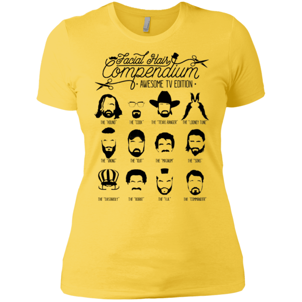 T-Shirts Vibrant Yellow / X-Small The TV Facial Hair Compendium Women's Premium T-Shirt