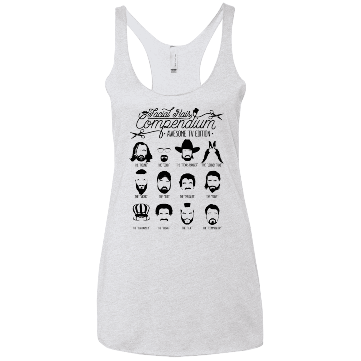 The TV Facial Hair Compendium Women's Triblend Racerback Tank