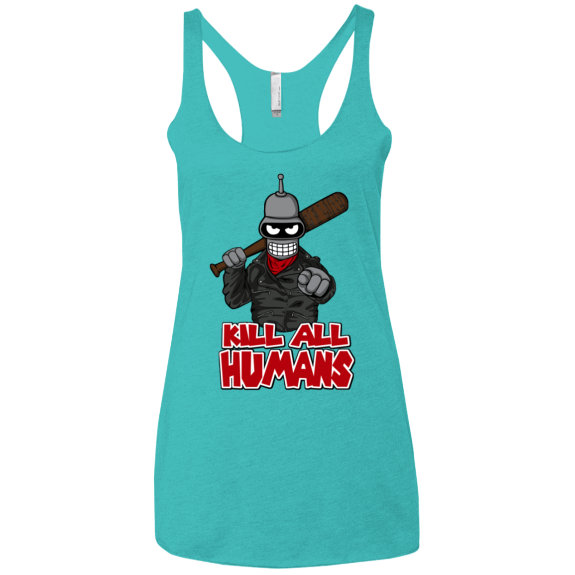 T-Shirts Tahiti Blue / X-Small The Walking Bot Women's Triblend Racerback Tank