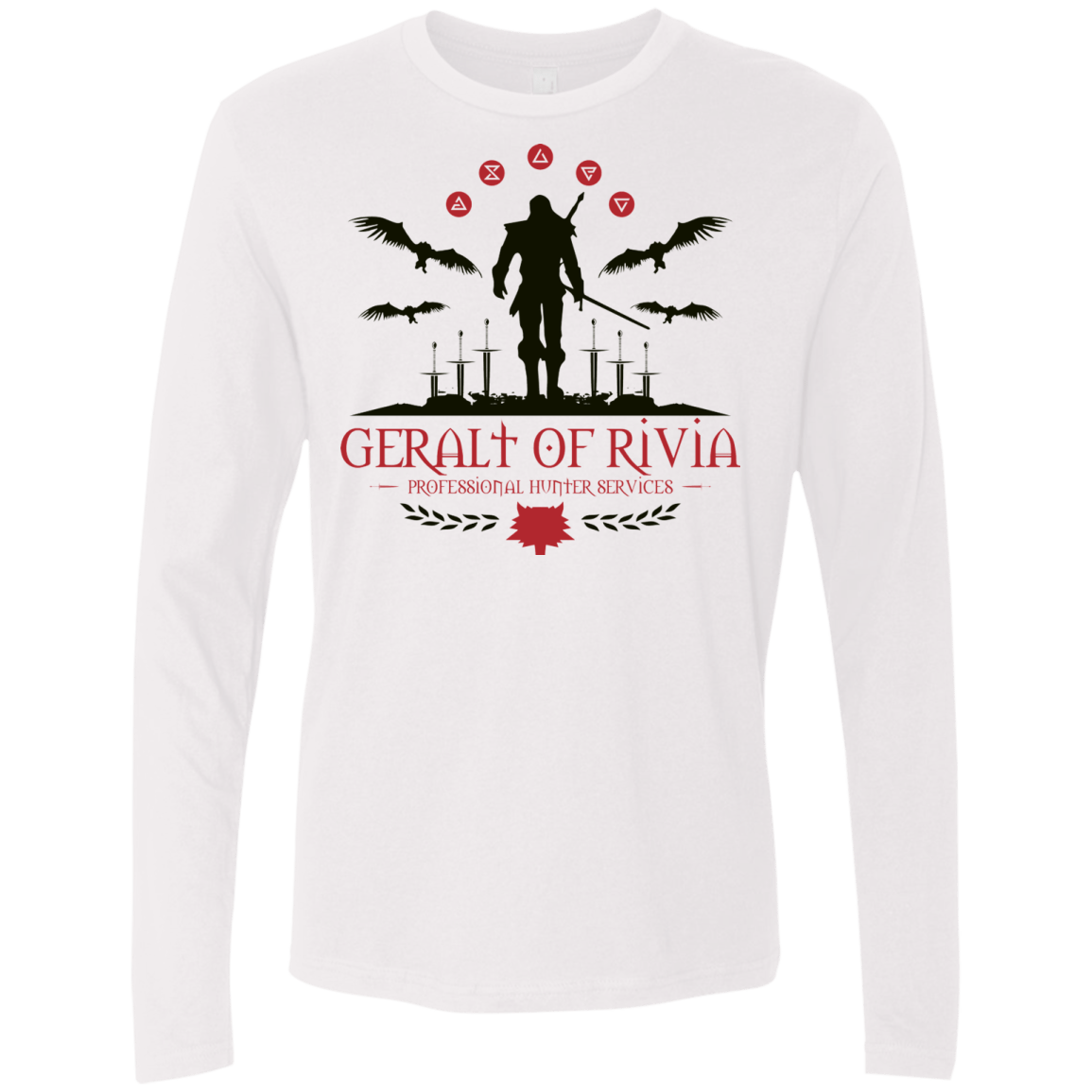 T-Shirts White / Small The Witcher 3 Wild Hunt Men's Premium Long Sleeve