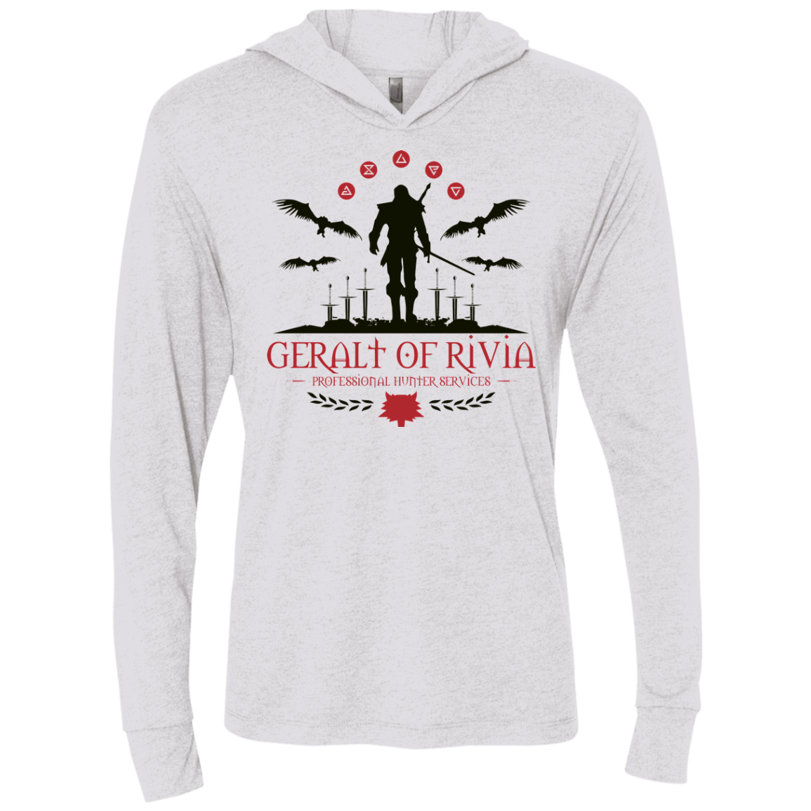 T-Shirts Heather White / X-Small The Witcher 3 Wild Hunt Triblend Long Sleeve Hoodie Tee