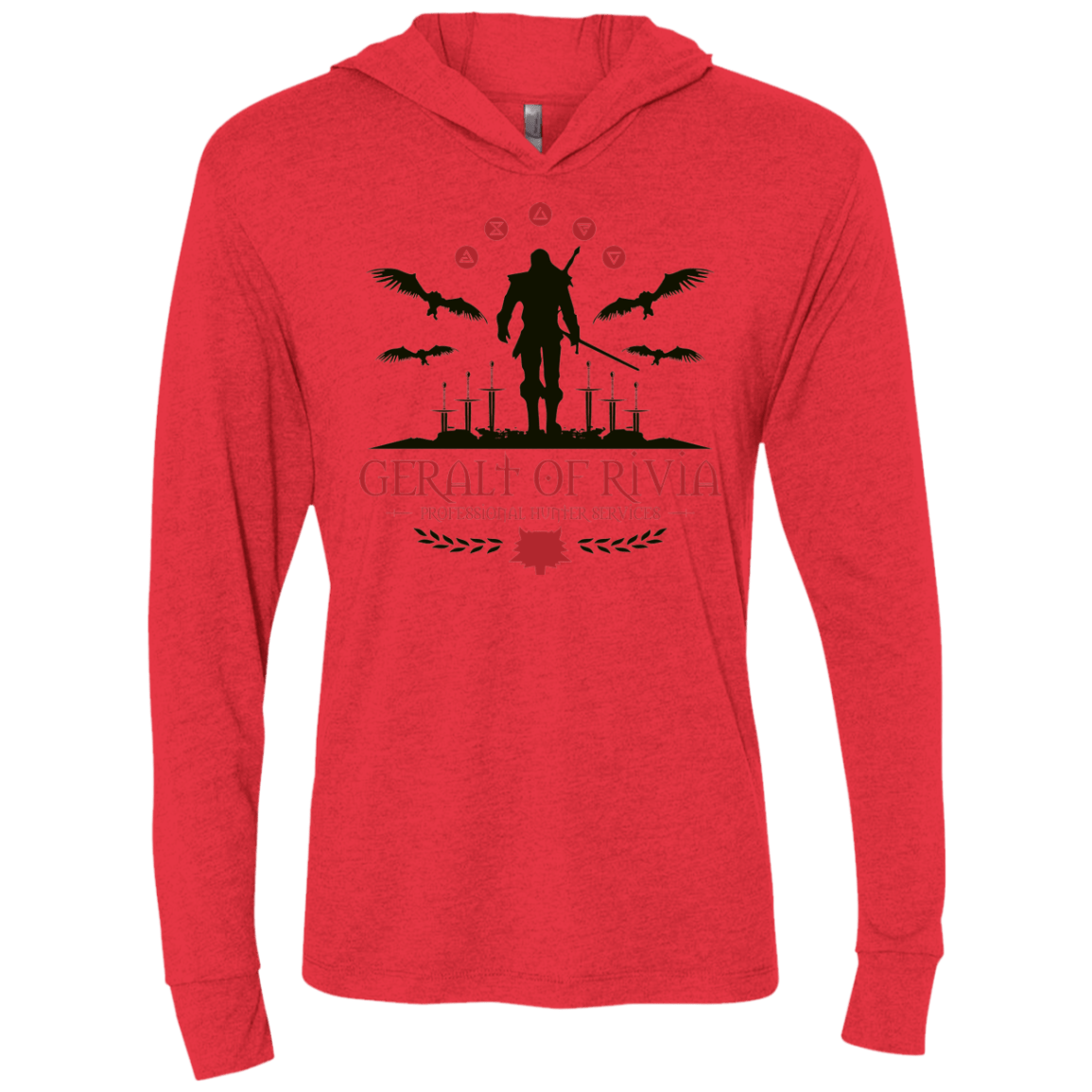 T-Shirts Vintage Red / X-Small The Witcher 3 Wild Hunt Triblend Long Sleeve Hoodie Tee