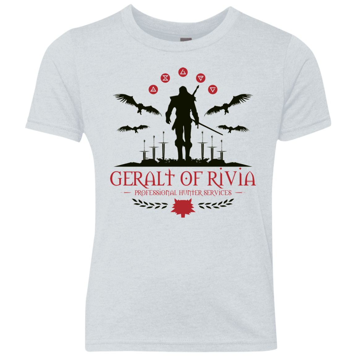 T-Shirts Heather White / YXS The Witcher 3 Wild Hunt Youth Triblend T-Shirt