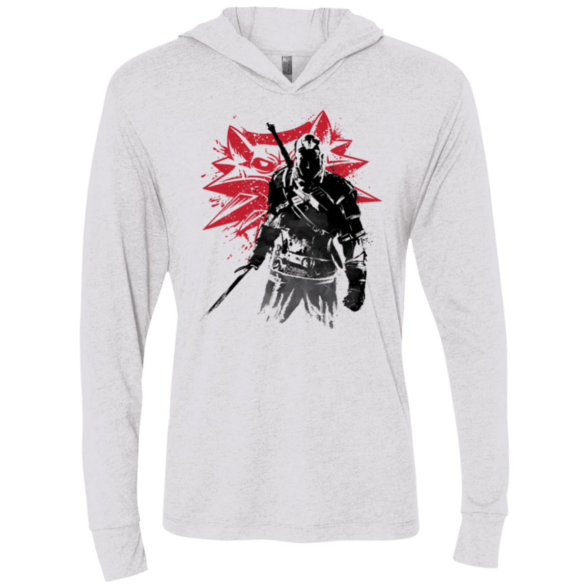 T-Shirts Heather White / X-Small The witcher sumi-e Triblend Long Sleeve Hoodie Tee