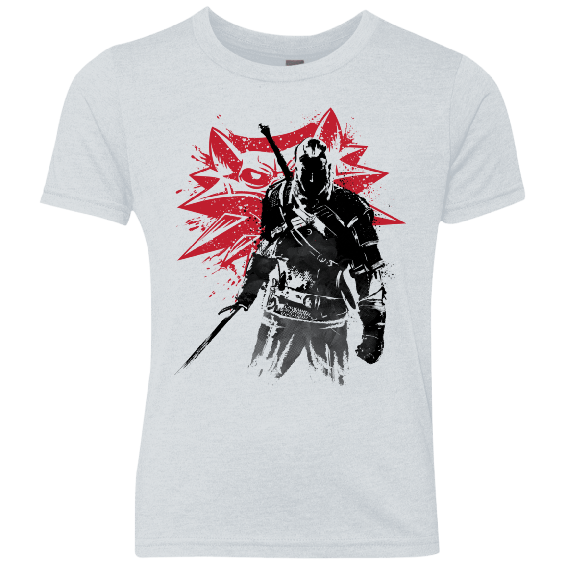 T-Shirts Heather White / YXS The Witcher Sumie Youth Triblend T-Shirt