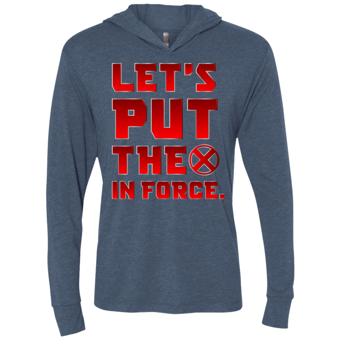 T-Shirts Indigo / X-Small The X In Force Triblend Long Sleeve Hoodie Tee