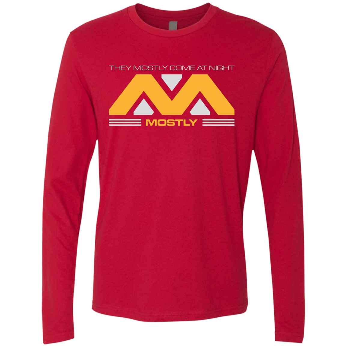 T-Shirts Red / Small They Mostly Come At Night Mostly Men's Premium Long Sleeve