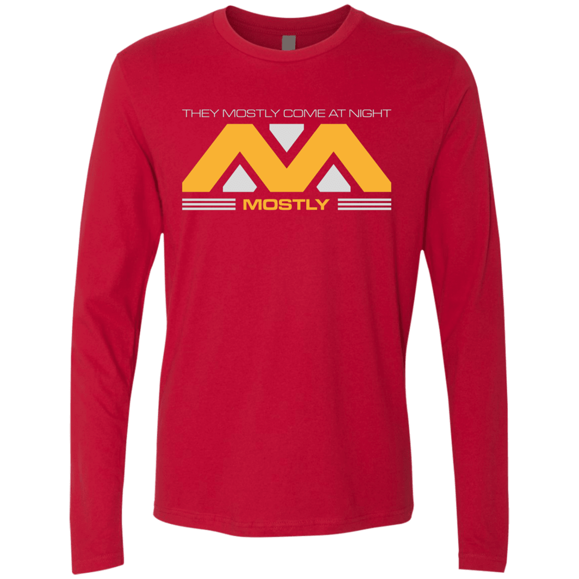 T-Shirts Red / Small They Mostly Come At Night Mostly Men's Premium Long Sleeve