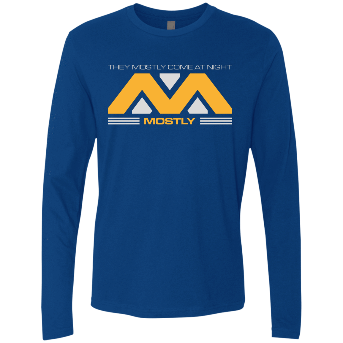 T-Shirts Royal / Small They Mostly Come At Night Mostly Men's Premium Long Sleeve