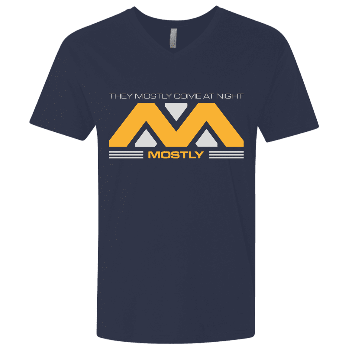 T-Shirts Midnight Navy / X-Small They Mostly Come At Night Mostly Men's Premium V-Neck