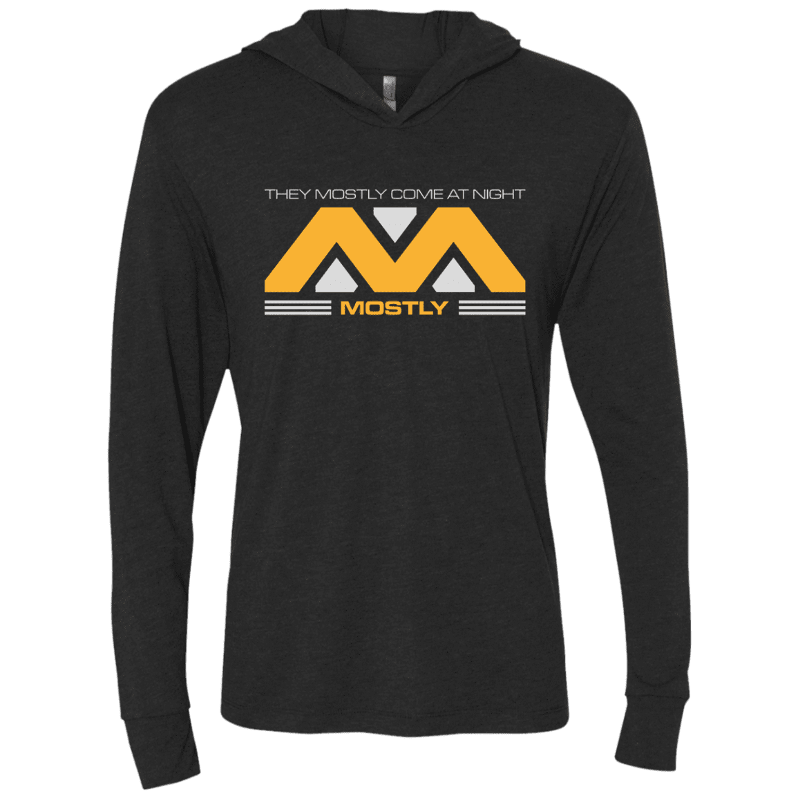 T-Shirts Vintage Black / X-Small They Mostly Come At Night Mostly Triblend Long Sleeve Hoodie Tee