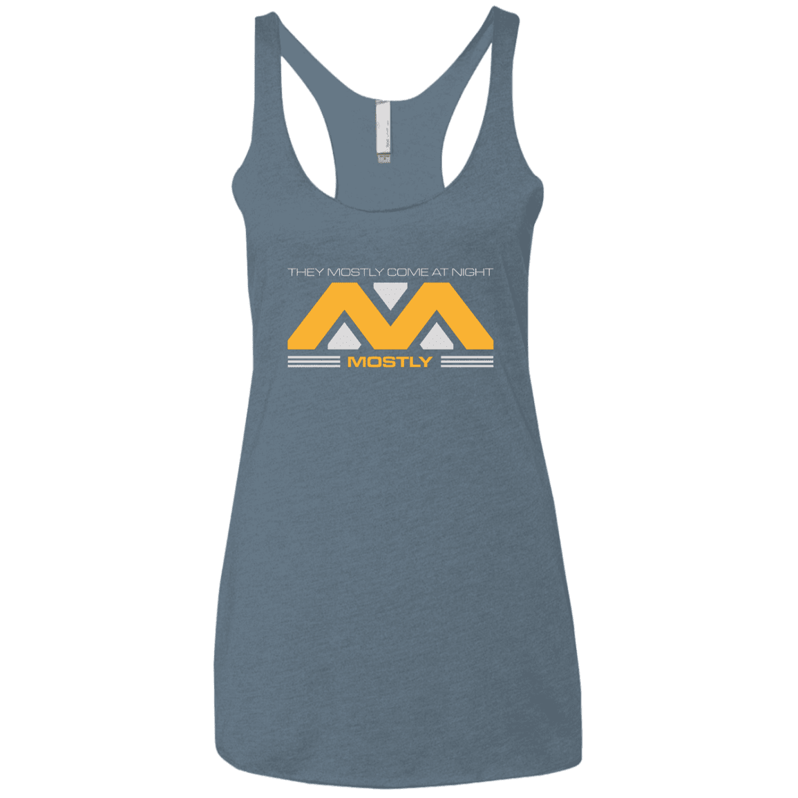 T-Shirts Indigo / X-Small They Mostly Come At Night Mostly Women's Triblend Racerback Tank