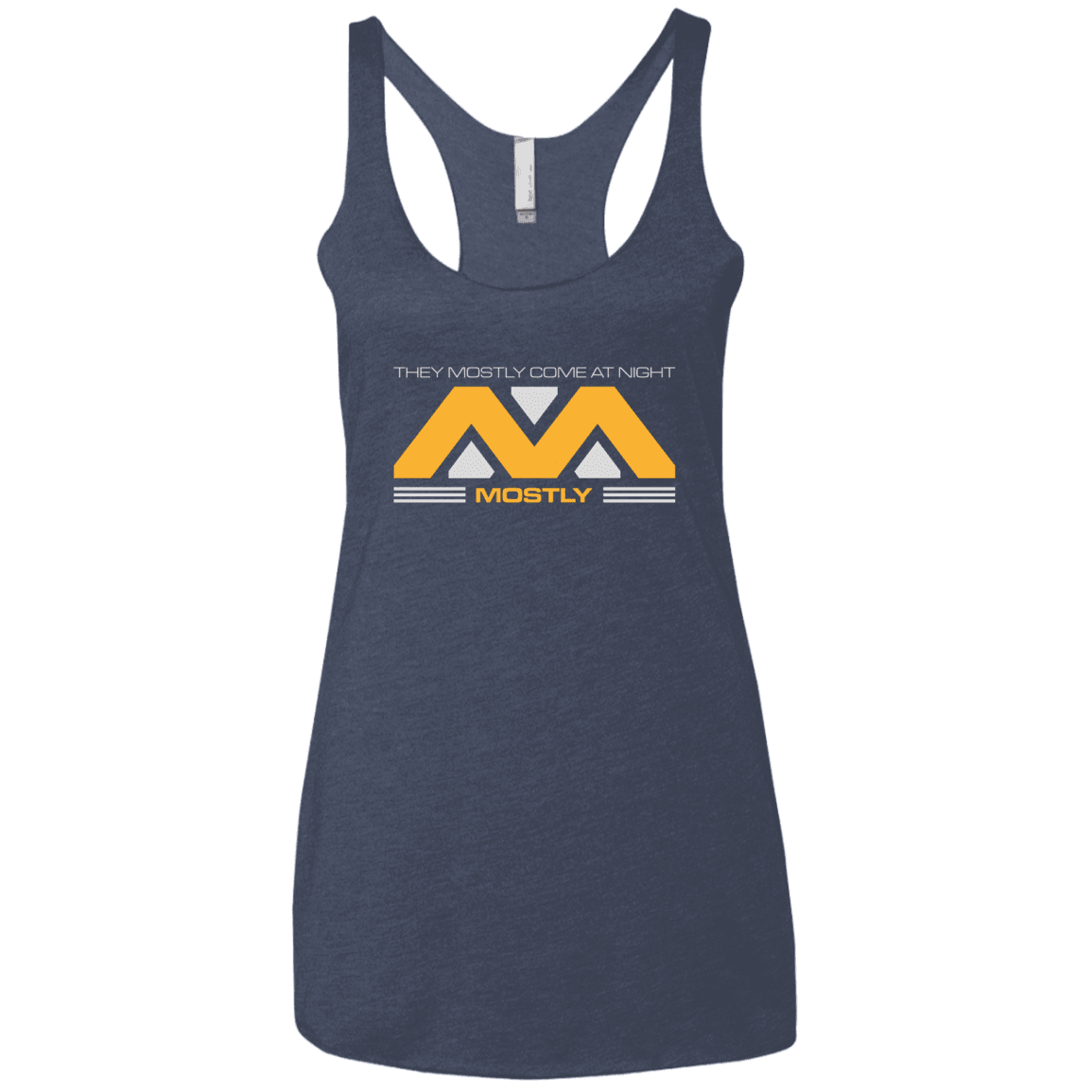 T-Shirts Vintage Navy / X-Small They Mostly Come At Night Mostly Women's Triblend Racerback Tank