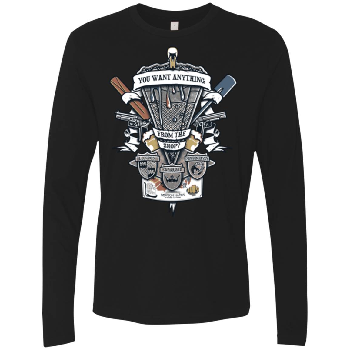 T-Shirts Black / Small Three Cornetto's Crest Men's Premium Long Sleeve