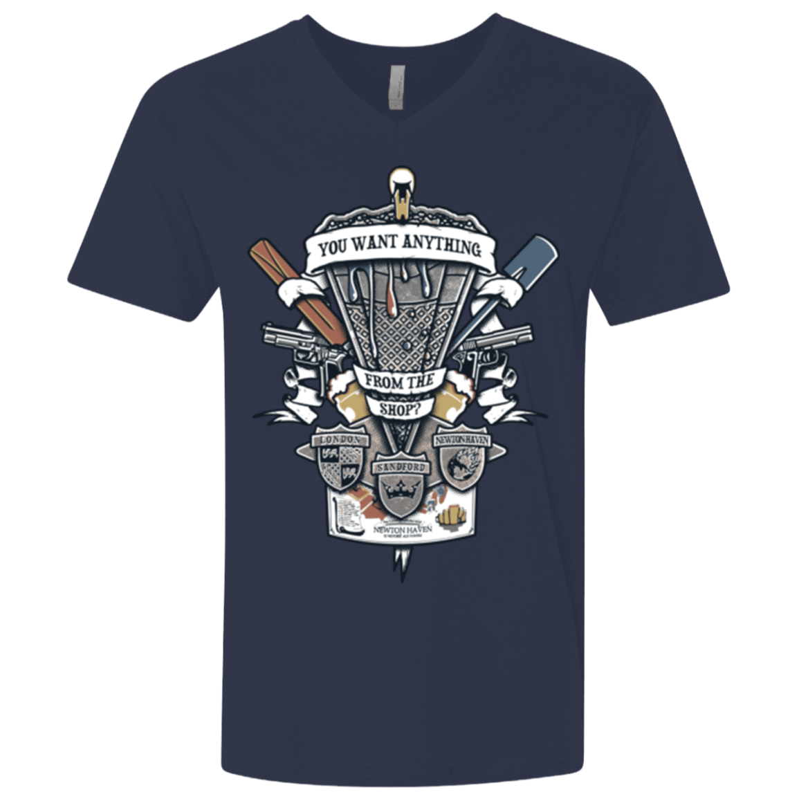 T-Shirts Midnight Navy / X-Small Three Cornetto's Crest Men's Premium V-Neck