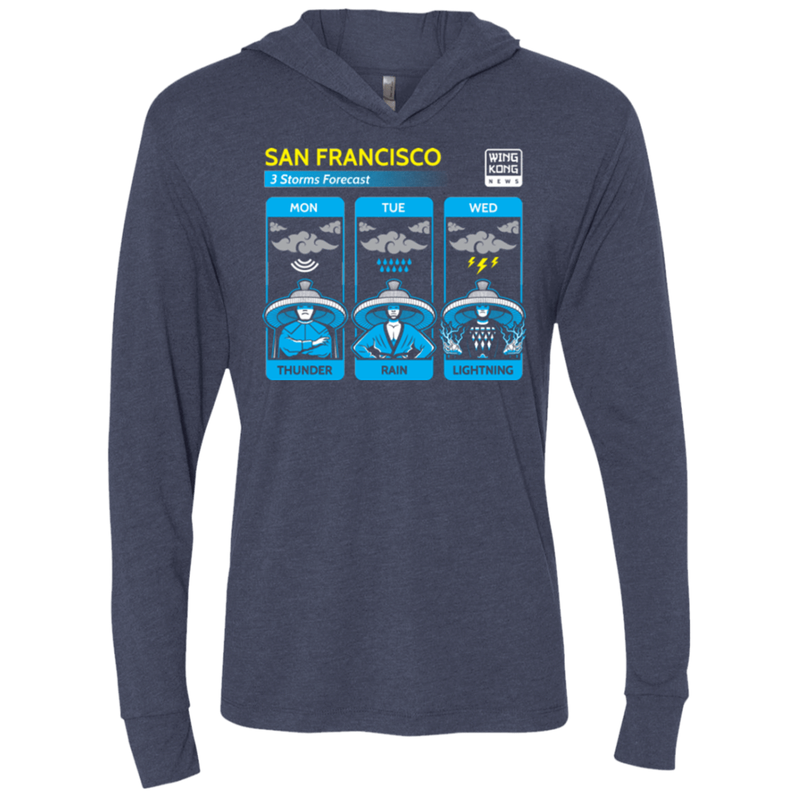 T-Shirts Vintage Navy / X-Small Three Storms Triblend Long Sleeve Hoodie Tee