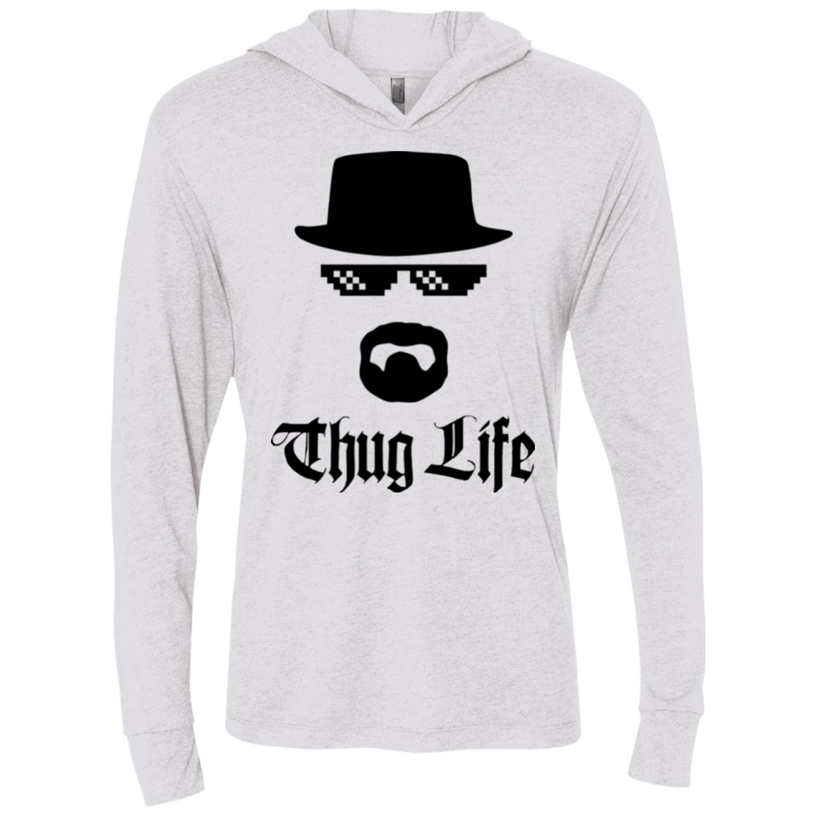 T-Shirts Heather White / X-Small Thug Life Triblend Long Sleeve Hoodie Tee