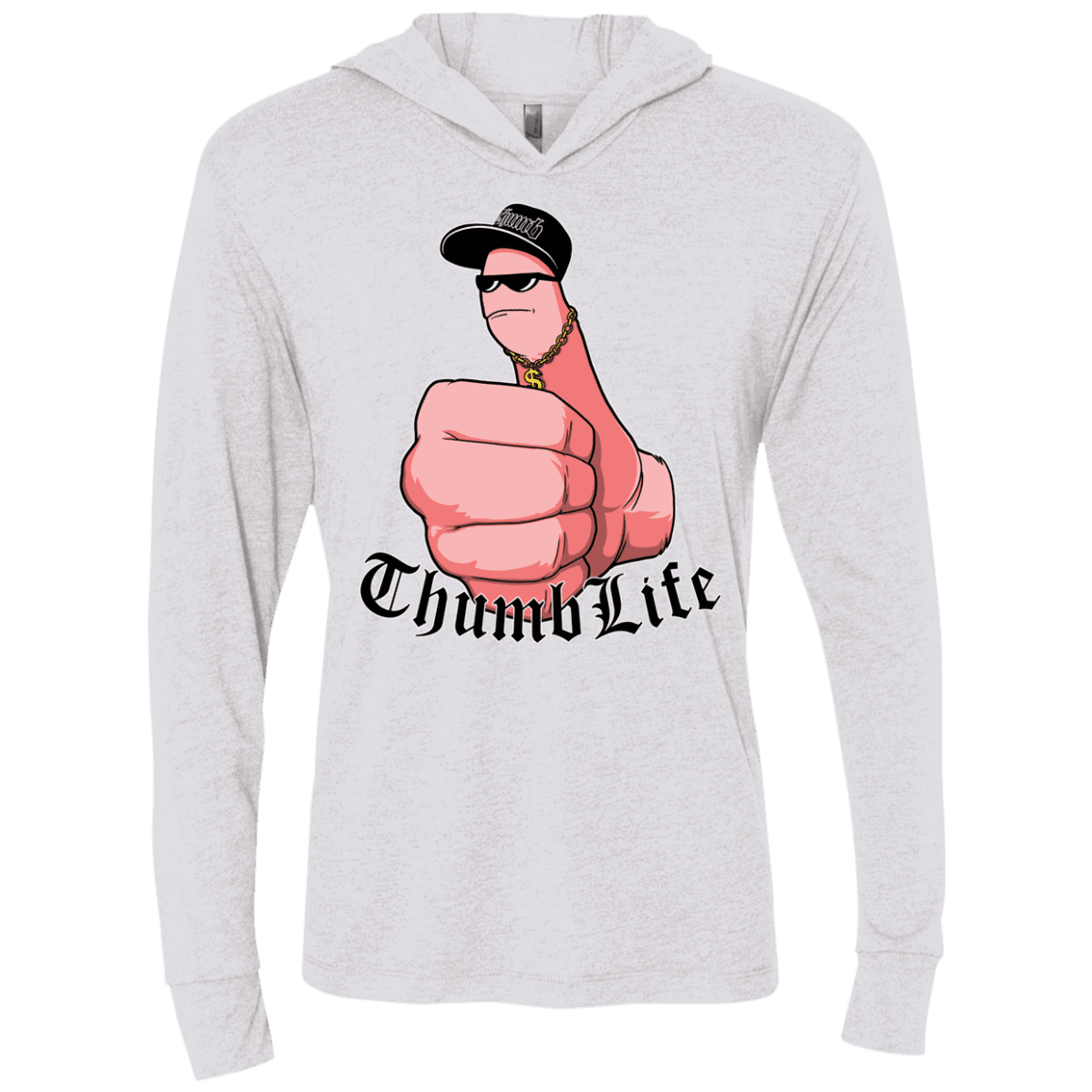 T-Shirts Heather White / X-Small Thumb Life Triblend Long Sleeve Hoodie Tee