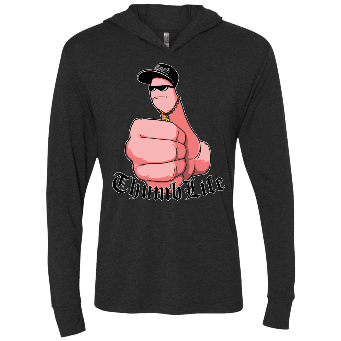 T-Shirts Vintage Black / X-Small Thumb Life Triblend Long Sleeve Hoodie Tee