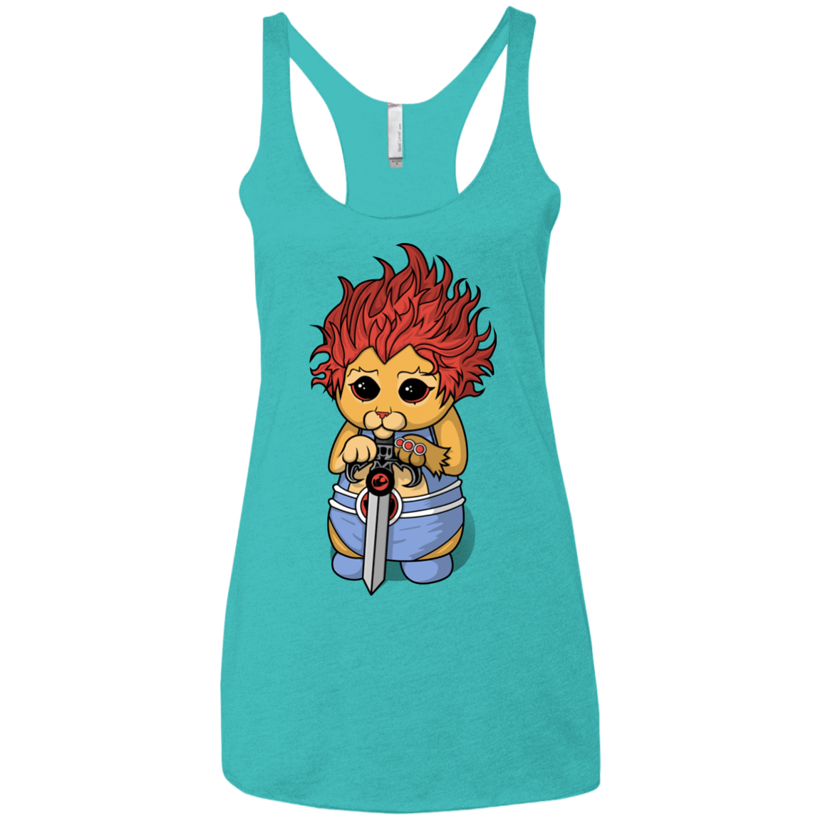 T-Shirts Tahiti Blue / X-Small Thunder Kitty Women's Triblend Racerback Tank