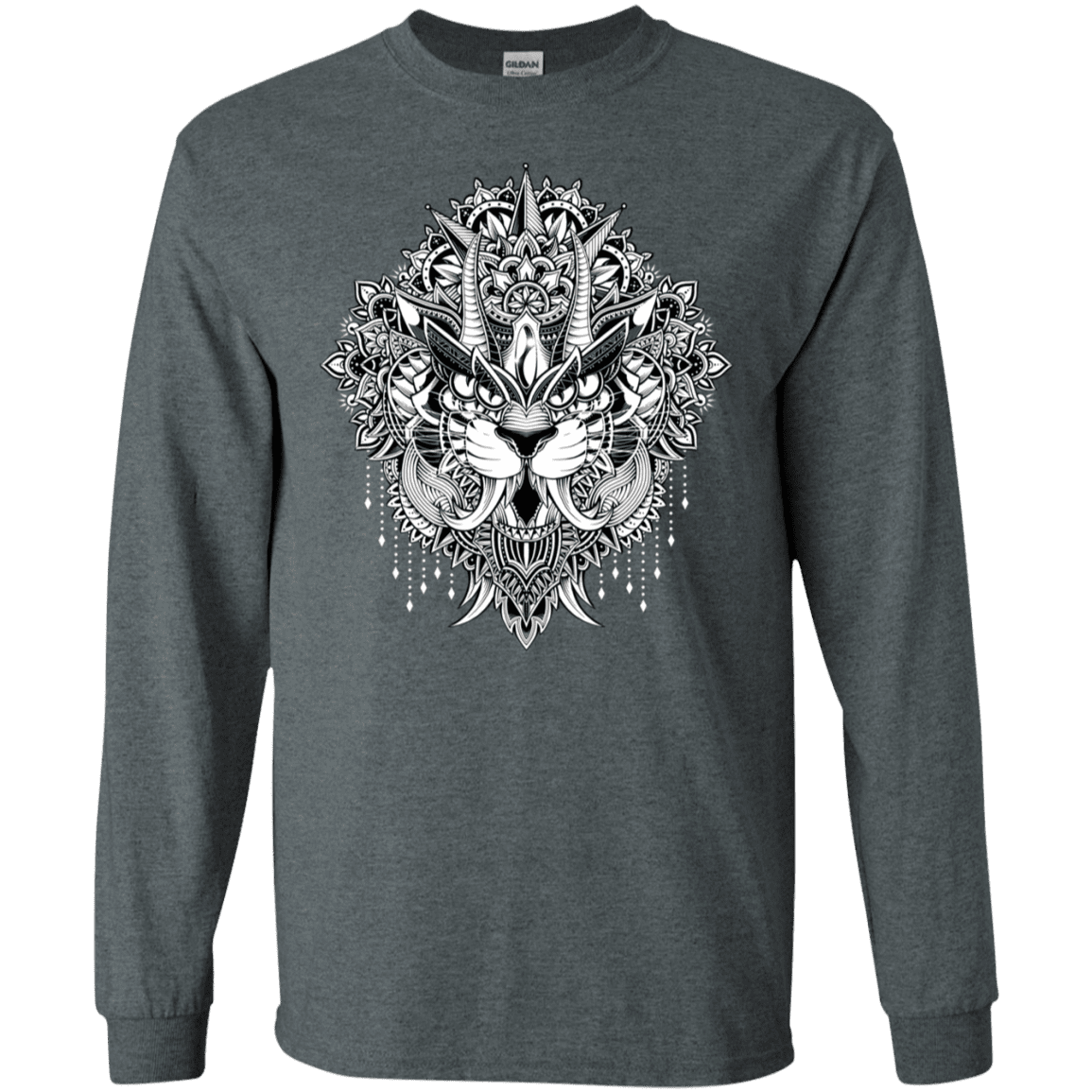 T-Shirts Dark Heather / S Tiger Mandala Men's Long Sleeve T-Shirt
