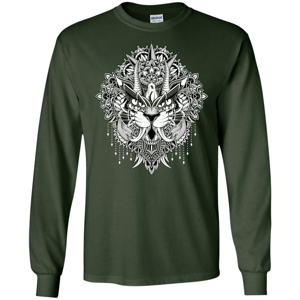 T-Shirts Forest Green / S Tiger Mandala Men's Long Sleeve T-Shirt
