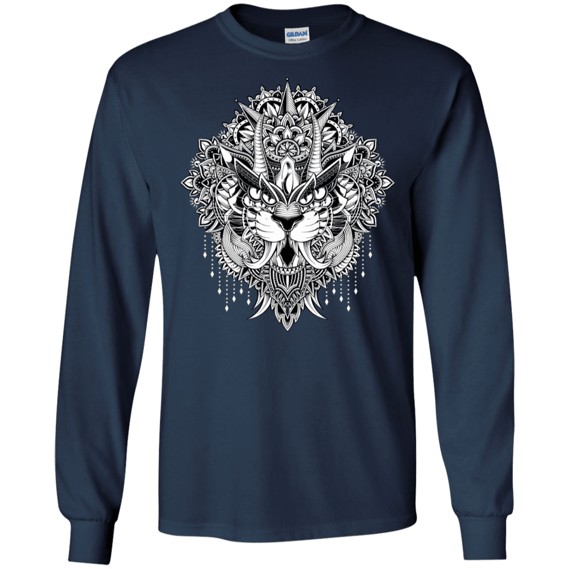 T-Shirts Navy / S Tiger Mandala Men's Long Sleeve T-Shirt
