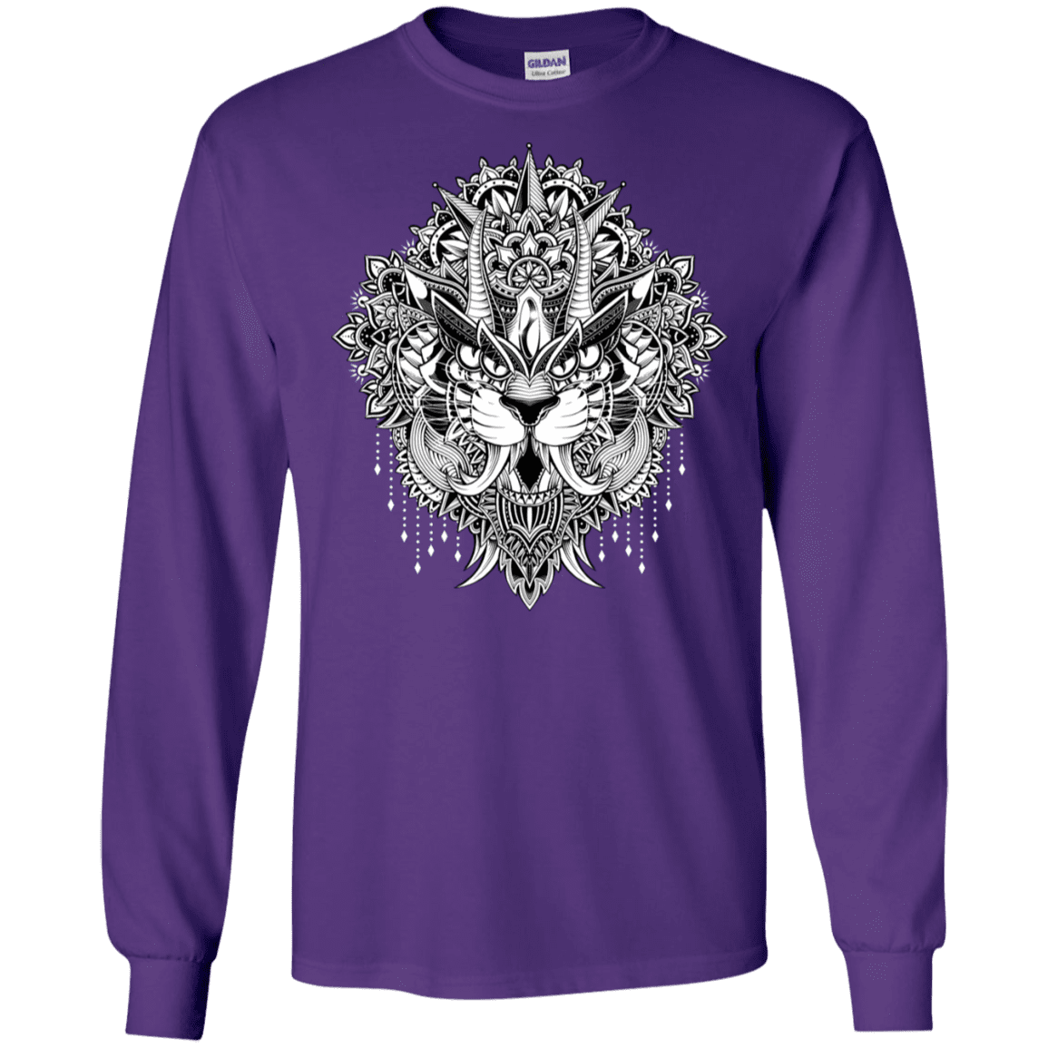 T-Shirts Purple / S Tiger Mandala Men's Long Sleeve T-Shirt