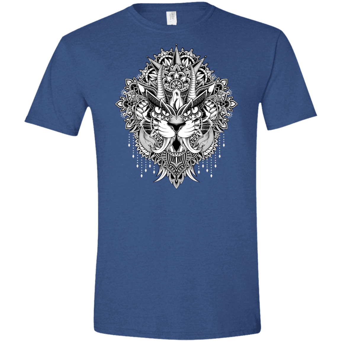 T-Shirts Heather Royal / X-Small Tiger Mandala Men's Semi-Fitted Softstyle