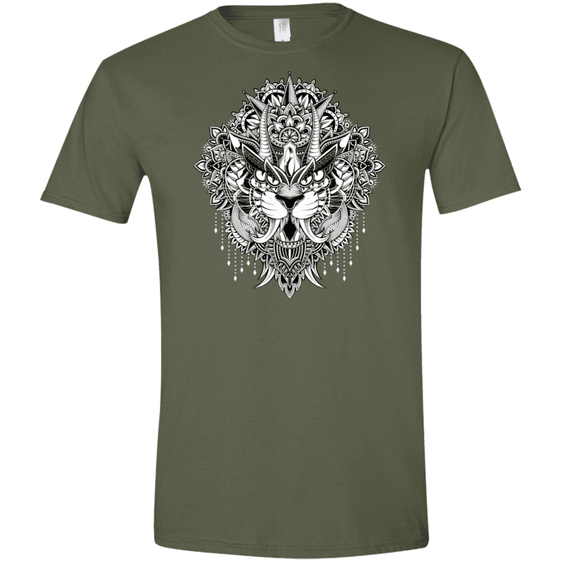 T-Shirts Military Green / S Tiger Mandala Men's Semi-Fitted Softstyle