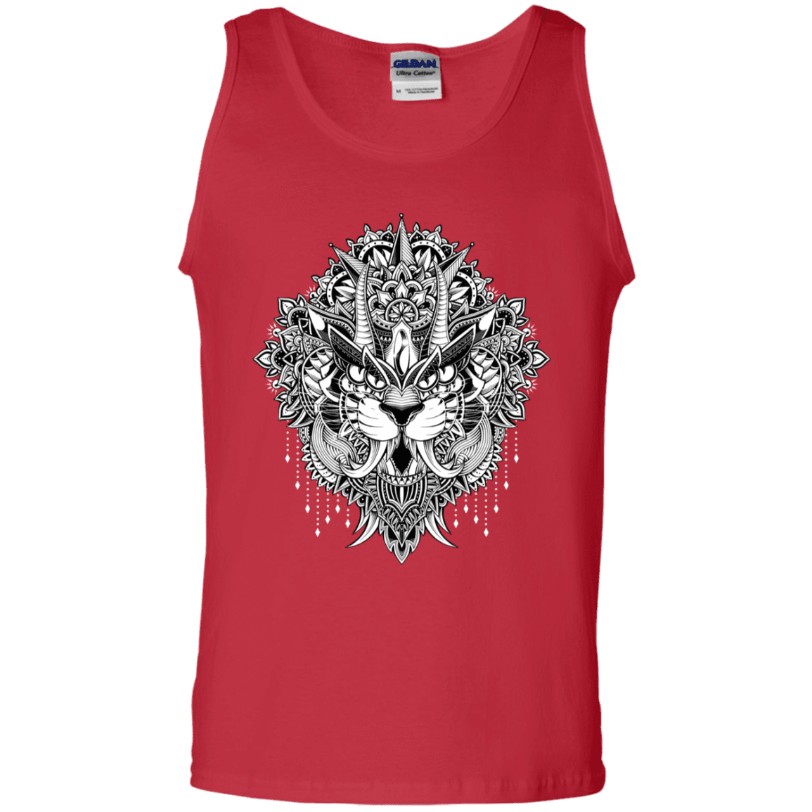 T-Shirts Red / S Tiger Mandala Men's Tank Top