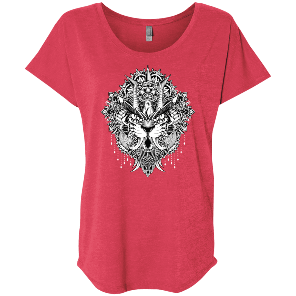 T-Shirts Vintage Red / X-Small Tiger Mandala Triblend Dolman Sleeve