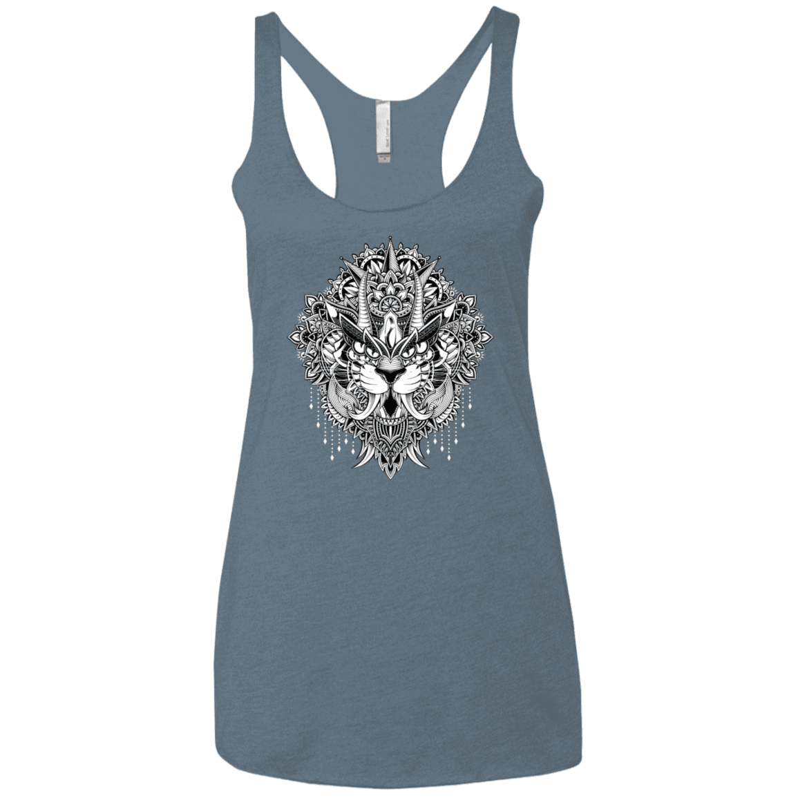 T-Shirts Indigo / X-Small Tiger Mandala Women's Triblend Racerback Tank
