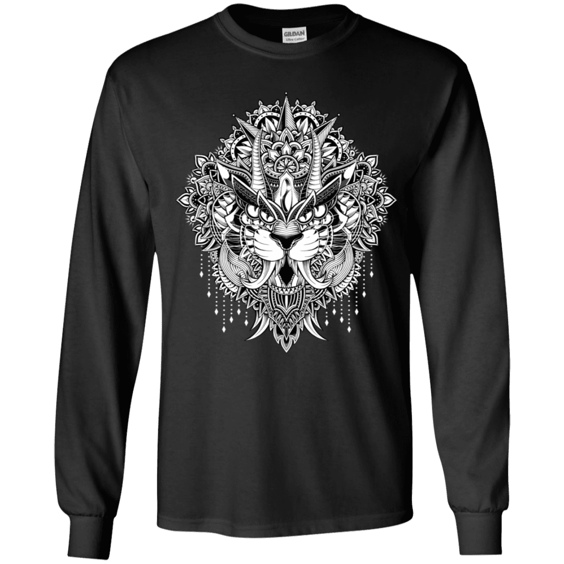T-Shirts Black / YS Tiger Mandala Youth Long Sleeve T-Shirt