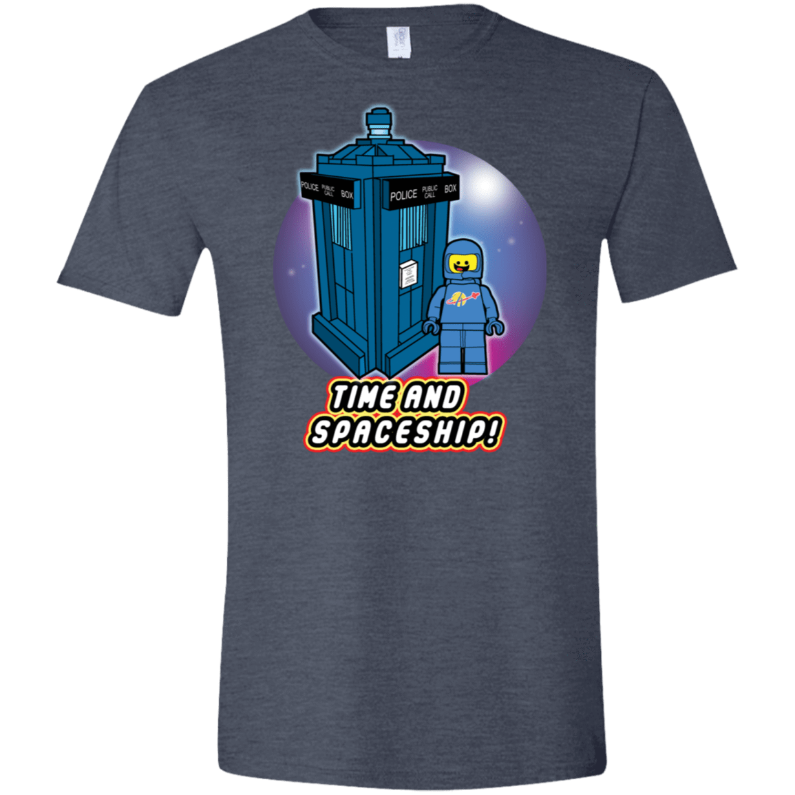 T-Shirts Heather Navy / S Time and Spaceship Men's Semi-Fitted Softstyle