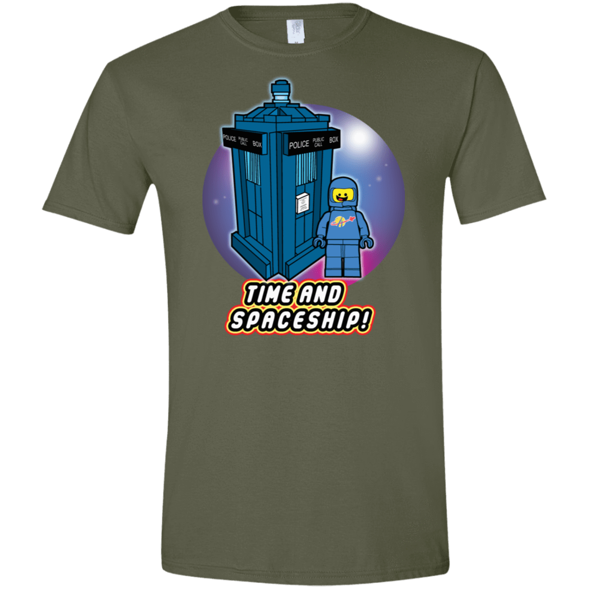 T-Shirts Military Green / S Time and Spaceship Men's Semi-Fitted Softstyle