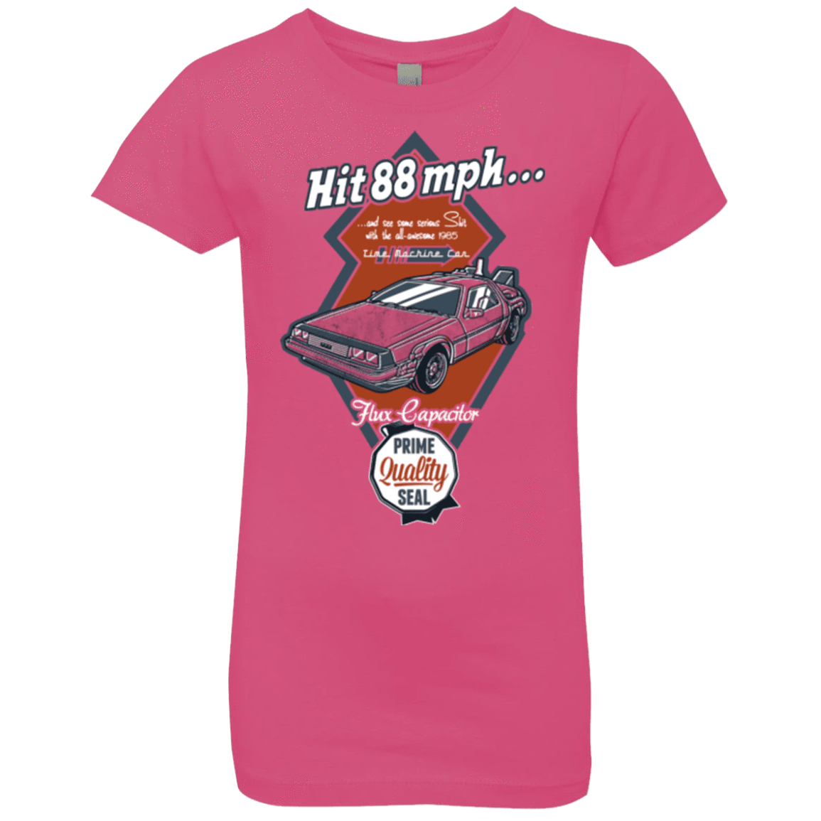 T-Shirts Hot Pink / YXS Time Machine Car Girls Premium T-Shirt