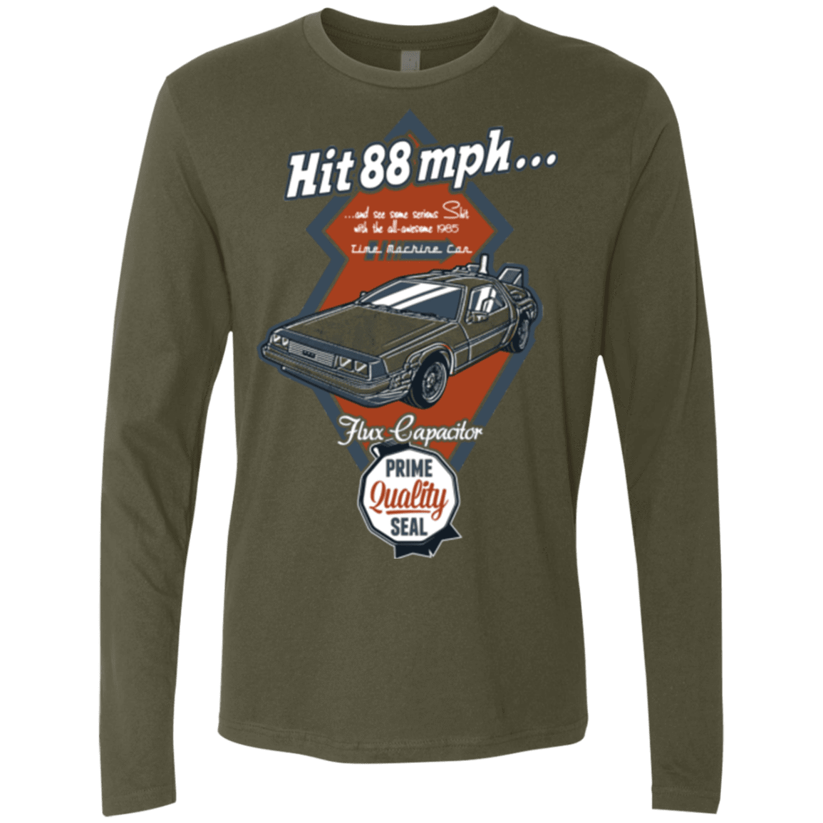T-Shirts Military Green / Small Time Machine Car Men's Premium Long Sleeve