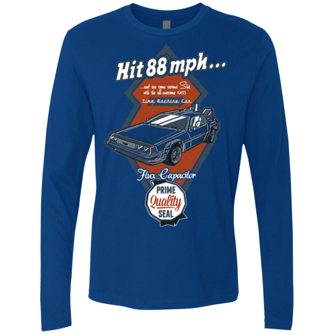 T-Shirts Royal / Small Time Machine Car Men's Premium Long Sleeve