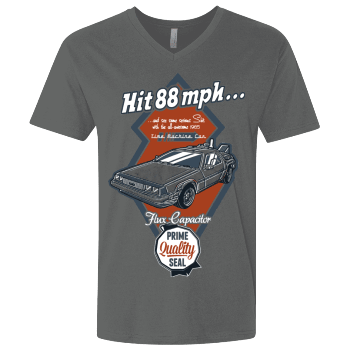 T-Shirts Heavy Metal / X-Small Time Machine Car Men's Premium V-Neck