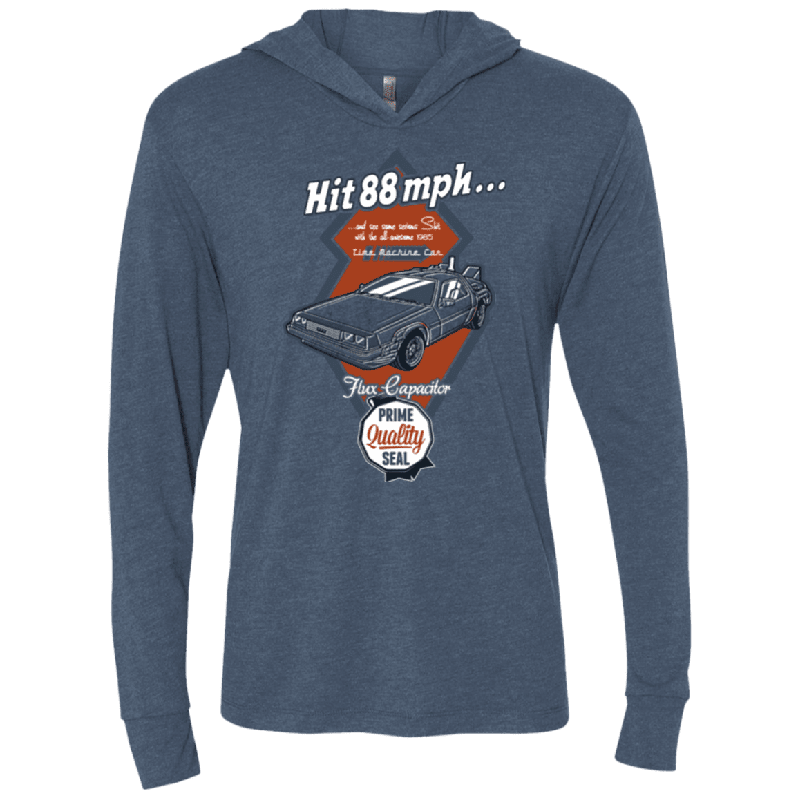 T-Shirts Indigo / X-Small Time Machine Car Triblend Long Sleeve Hoodie Tee