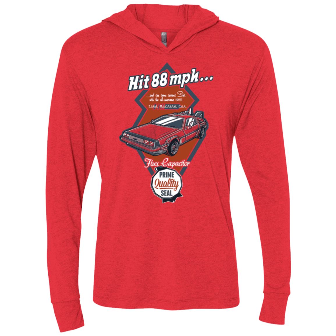 T-Shirts Vintage Red / X-Small Time Machine Car Triblend Long Sleeve Hoodie Tee