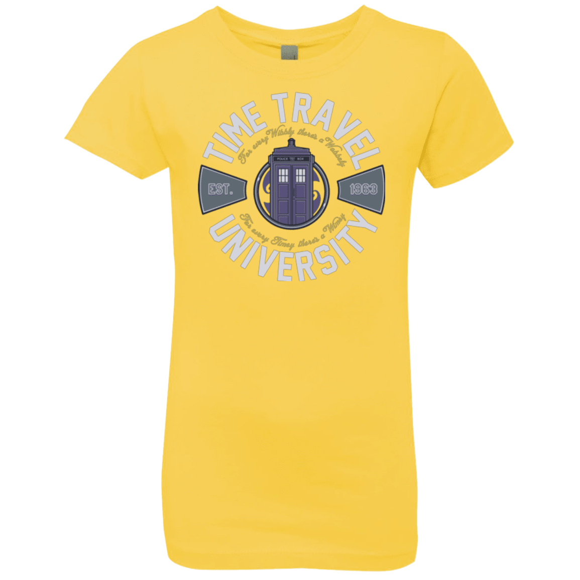 T-Shirts Vibrant Yellow / YXS Time Travel University Girls Premium T-Shirt