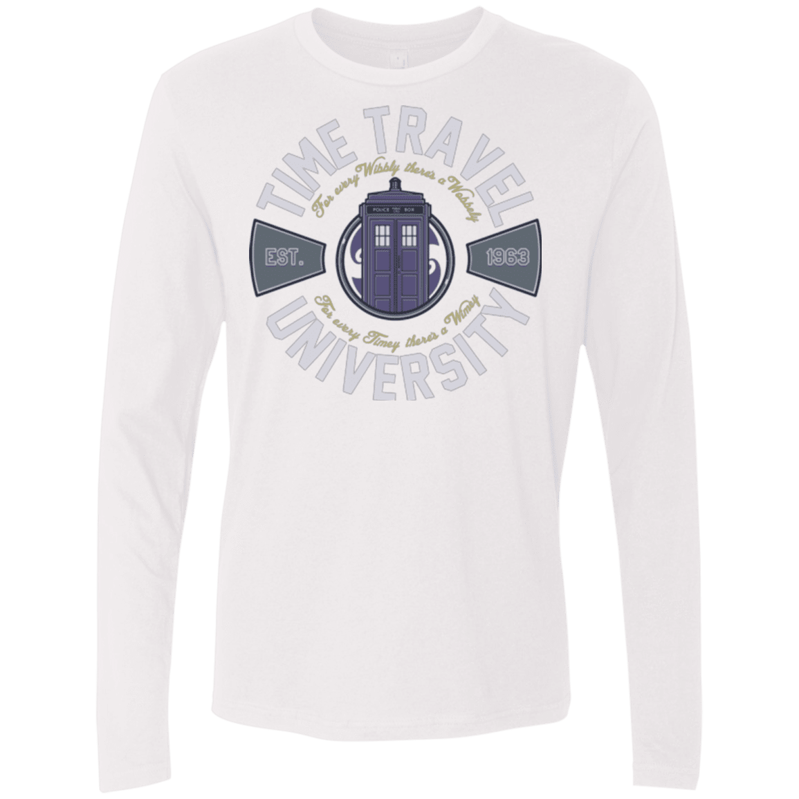 T-Shirts White / Small Time Travel University Men's Premium Long Sleeve