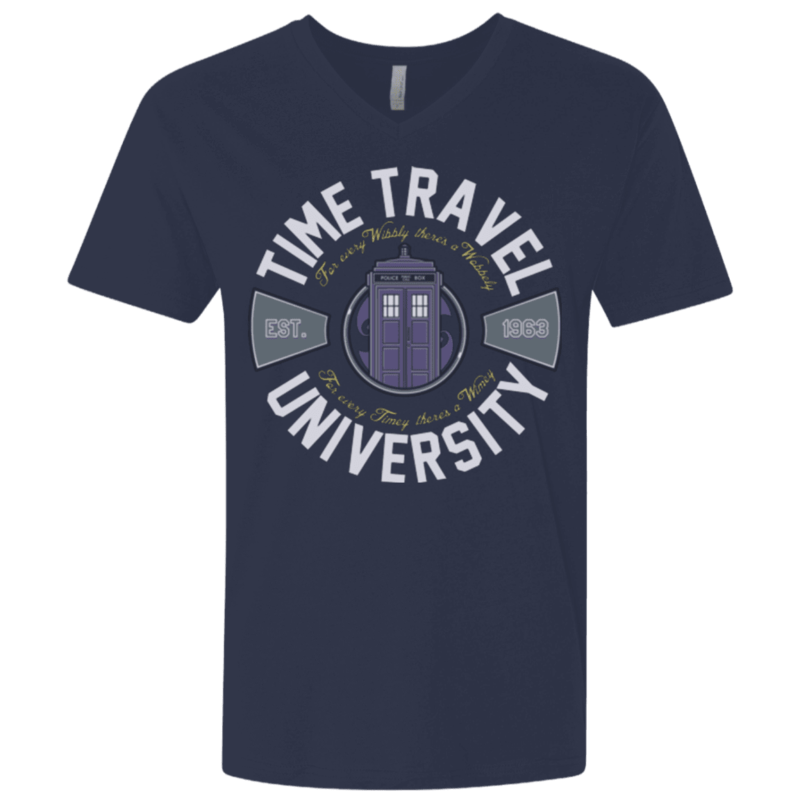 T-Shirts Midnight Navy / X-Small Time Travel University Men's Premium V-Neck