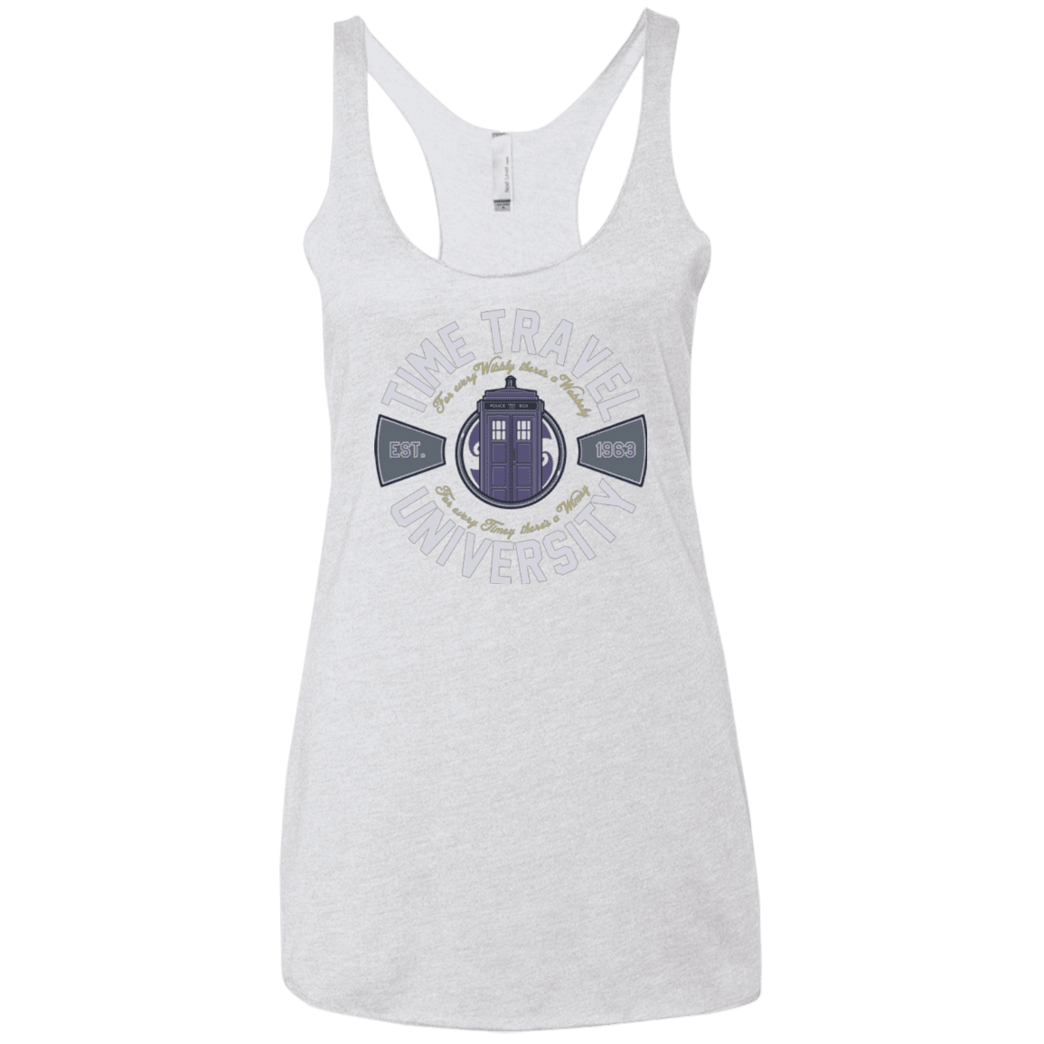 T-Shirts Heather White / X-Small Time Travel University Women's Triblend Racerback Tank