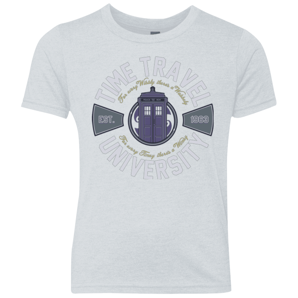 T-Shirts Heather White / YXS Time Travel University Youth Triblend T-Shirt