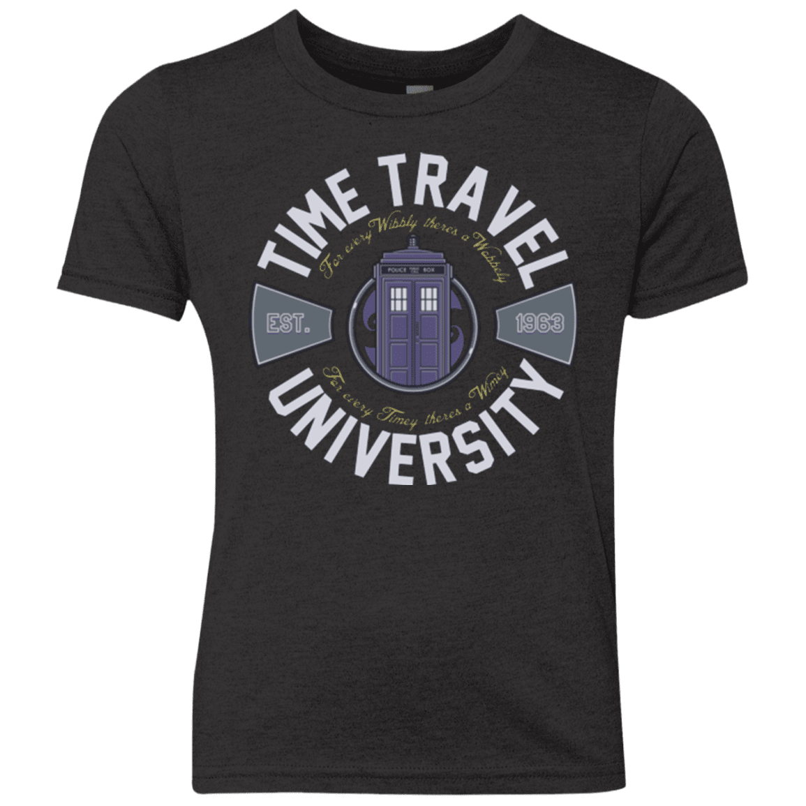 T-Shirts Vintage Black / YXS Time Travel University Youth Triblend T-Shirt