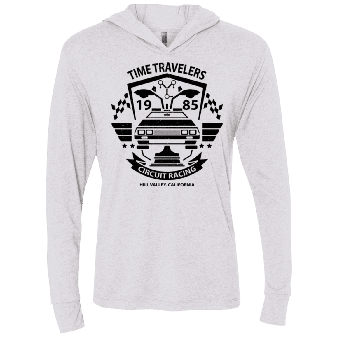T-Shirts Heather White / X-Small Time Traveler Circuit Triblend Long Sleeve Hoodie Tee