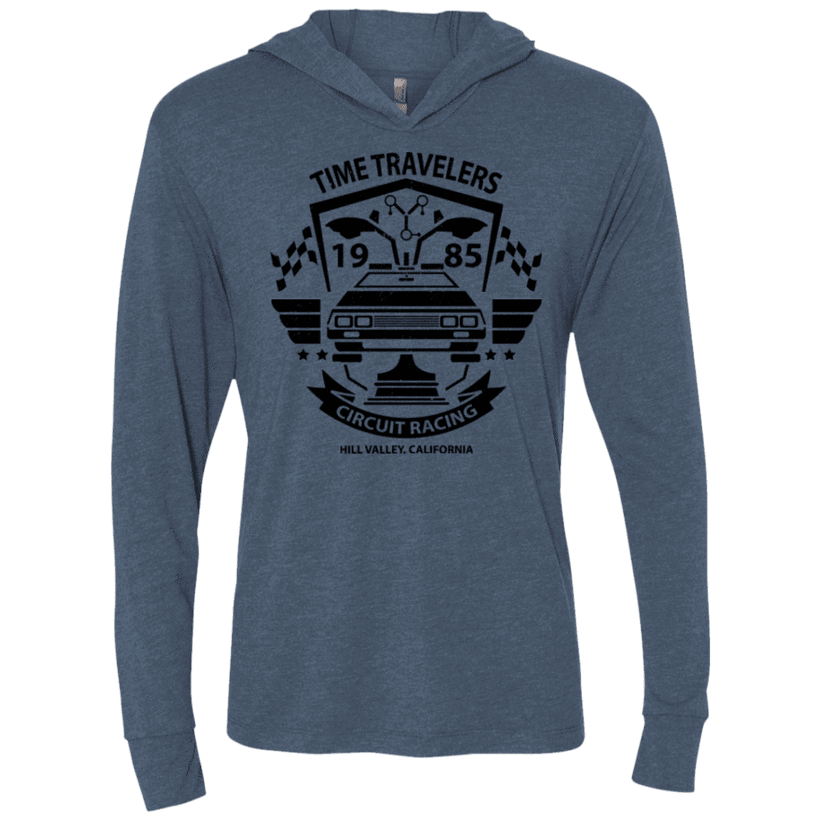 T-Shirts Indigo / X-Small Time Traveler Circuit Triblend Long Sleeve Hoodie Tee